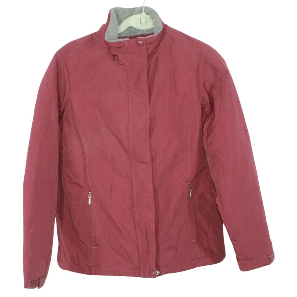 LL Bean Womens Maroon Full Zip Fleece Lined Jacket Size S Cozycore Gorpcore